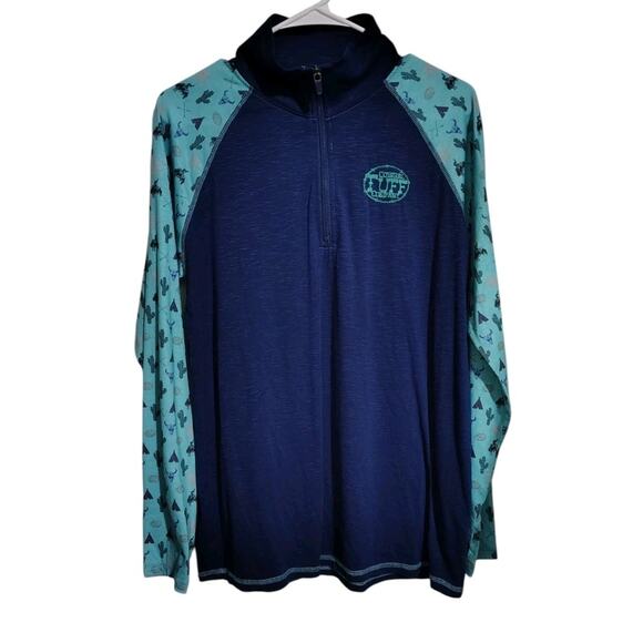 Cowgirl Tuff Co Tops - Cowgirl Tuff Co. Shirt Size Large L Cactus Teepee Horse Rodeo Western 1/4 Zip
